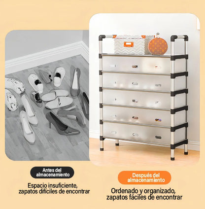 Zapateras Modernas 6 Niveles 2 En 1 Negro