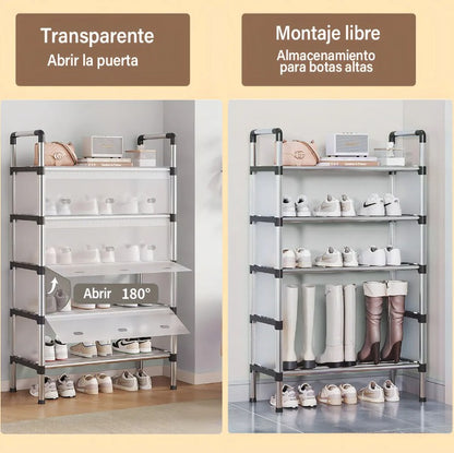 Zapateras Modernas 6 Niveles 2 En 1 Negro