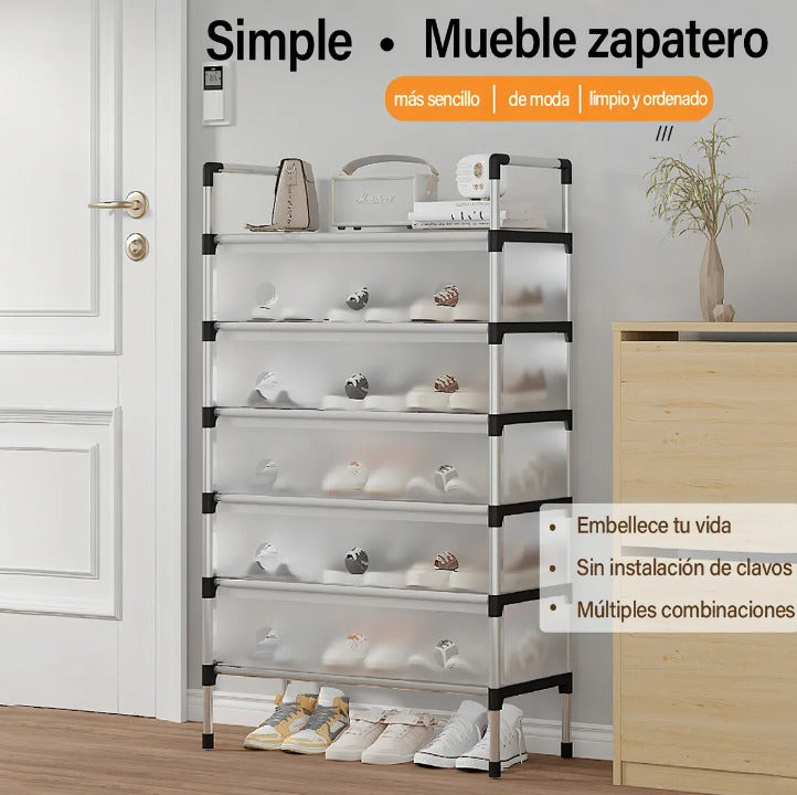 Zapateras Modernas 6 Niveles 2 En 1 Negro