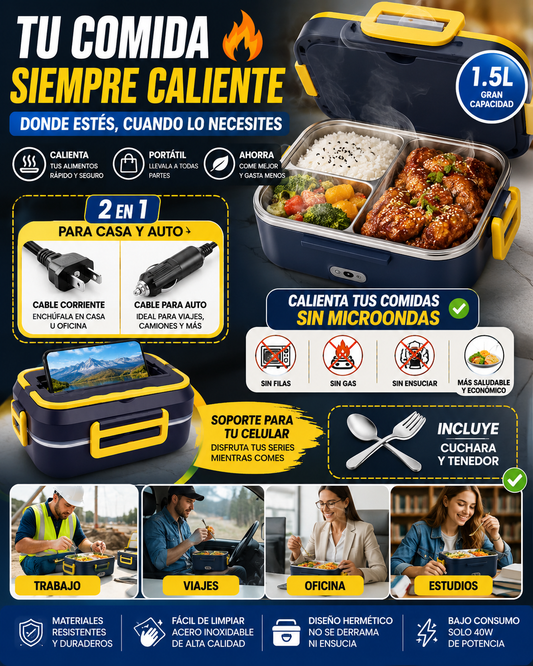 Lonchera Calentador Comida Portatil Auto